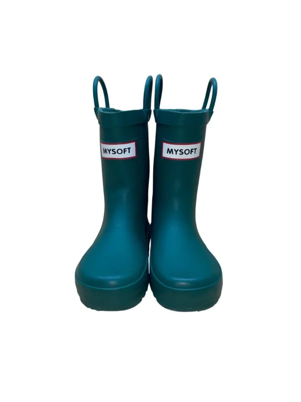 Mysoft Kids Teal Rubber With Handles Waterproof Rain Boots Size 9